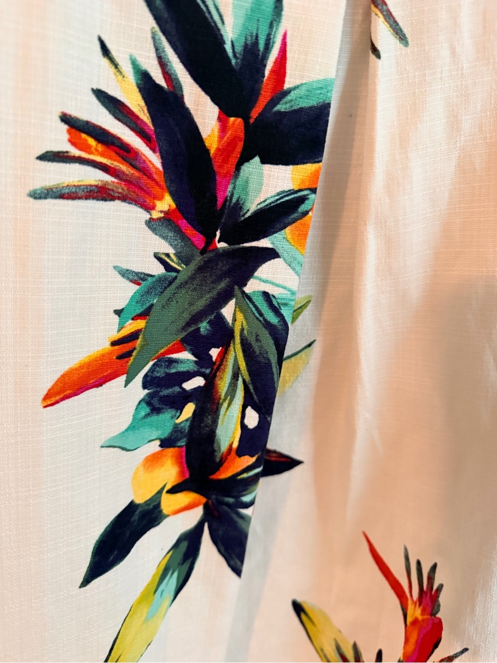 Strapless White Tropical Print Midi Dress - Picture 4 of 5